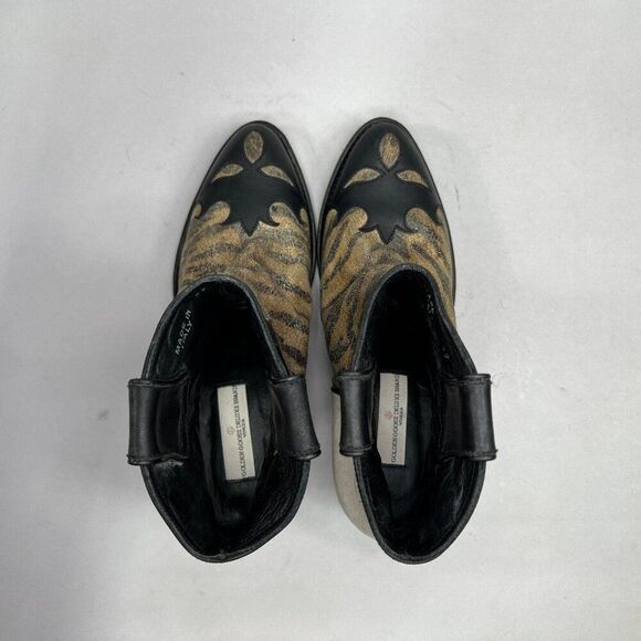 Golden Goose Ankle Boots Women's Size 7 Black Leather Western Cowboy Booties - Picture 8 of 14